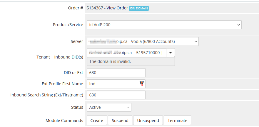 Example Vodia Product Assignment Formatting
