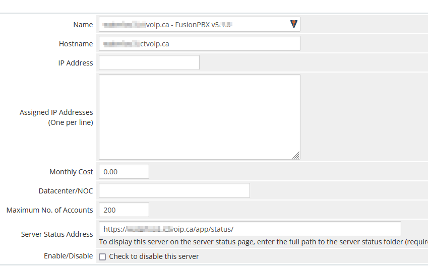 Server widget link